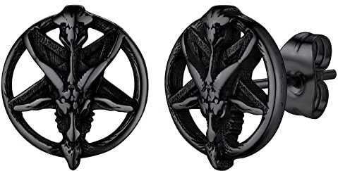 FaithHeart schwarz Baphomet Ziegenkopf Ohrstecker Hip pop Herren Jungen Ziegenkopf Ohrring mit Geschenkebox für Weihnachten Valentinstag Vatertag