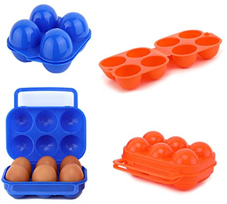 Monsully 2 Stücke 6 Gitter Eier Aufbewahrungsbox mit Griff, 2 Stücke 4 Gitter Outdoor Tragbare Eierbox, Tragbarer Eierhalter Eierbehälter Aus Kunststoff für Küche Outdoor Camping Picknick