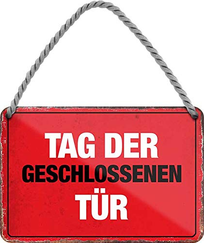 Blechschild ''Tag der geschlossenen Tür'' 18x12cm Geschenk Lustige Sprüche Feier Vintage Retro Geburtstag Deko Party Überraschung Fan Zuhause WC Open Closed Willkommen