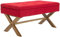 CLP Banquette Namaro en Tissu I Banc avec Pieds Carrés en Bois De Caoutchouc I Bout De Lit avec Espace De Rangement, Couleur:Rouge, Couleur du Cadre:Antique Clair