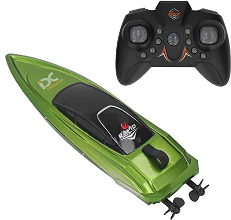 2.4G Fernbedienungsboot, Wiederaufladbare Elektroboote, Wasserdichtes Mini-Fernbedienungs-Schnellboot-Spielzeug USB-Hochgeschwindigkeits-Elektro-Spielzeugboot Ferngesteuertes Boot für Pools(Grün)