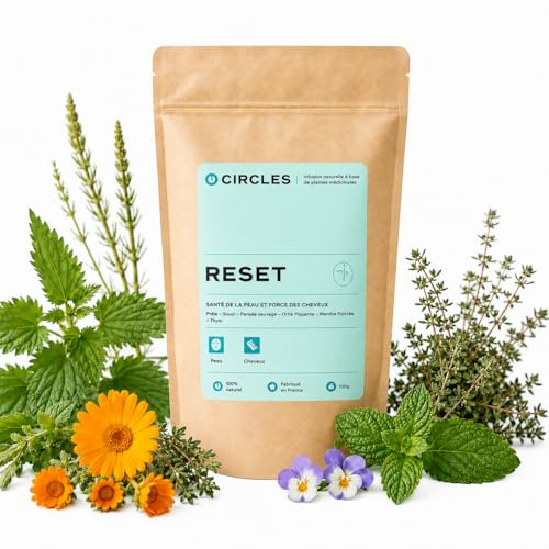 Circles RESET – Infusion Naturelle Peau & Cheveux à Base de Plantes Médicinales – Effet Anti-Âge, Stimule le Collagène et Renforce le Cuir Chevelu – 1 Sachet/100g (RESET)