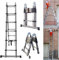 A Frame Portable Folding Telescopic Extension Loft Ladder, 3.8M (1.9M+1.9M) Multi Purpose Combination Step Ladder, Stainless Steel
