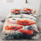 Bettbezug Set 135x200cm Mohnblumen Bettwäsche Set Rote Aquarellmohnblumen Kinder 3 Teilig Mikrofaser Wendebettwäsche Bettdeckenbezug Mit Reißverschluss und 2 Kissenbezug 80x80cm