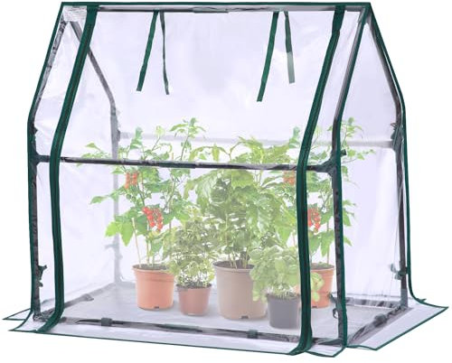 Mini invernadero para interiores y exteriores: Ohuhu invernadero portátil de escritorio con almohadilla impermeable para germinación de plantas pequeñas, vivero, 36 x 18 x 33 pulgadas, cubierta