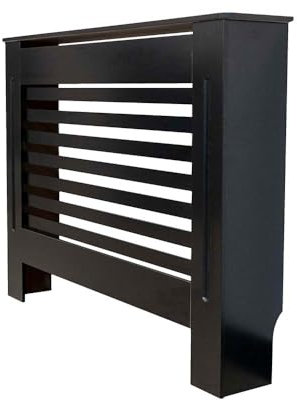 Airwave Radiator Cover Horizontal Line Style Painted MDF Black Radiator Heating Cover (Medium)