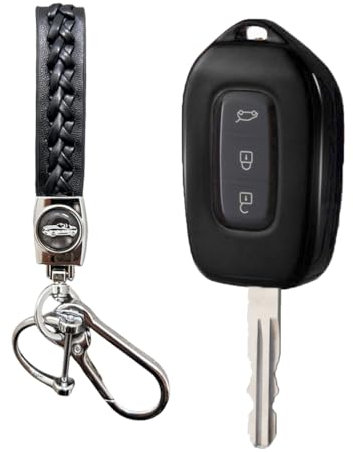 MEDZUK Coque Clé Compatible avec Dacia Sandero 3 | Sandero Stepway 2020-2024 2025 Coque de Protection pour clé de Voiture TPU, Accessoire Étui pour Clés avec Porte-clés (Noir)