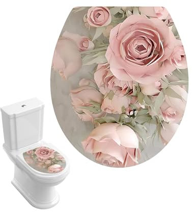 Teksome Autocollant Floral pour abattant de WC - Motif Fleurs - Autocollant Mural Amovible pour Salle de Bain