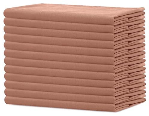Sweet Needle Servietten, 100% Baumwolle, übergroß, 45 x 45 cm, Pfirsich, Schwerer Stoff für den täglichen Gebrauch, mit gehrten Ecken, 12 Stück