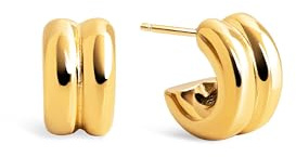 SINGULARU Shelly Ohrringe, Creolen aus Edelstahl oder Stahl, 18 kt vergoldet, mit Steckverschluss, Damenschmuck