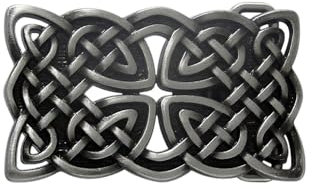 Générique Gürtelschnalle mit keltischen Knoten und Kreuzen aus Stahl., grau, 8 x 4,5 cm