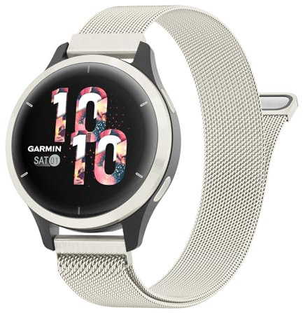 Oumida Bracelet pour Fossil Femme Gen 6/Fossil Femme Gen 5E, 18mm bracelet acier inoxydable pour Vivoactive 4S/Venu 2S/Venu 3S/Vivomove 3S, Lumière stellaire