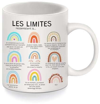 Les limites ressemblent Mugs Arc-en-ciel Décor sur le thème de la santé mentale pour la maison Adolescents Enfants Hommes Cadeau d'inspiration Tasse à café(Les limites ressemblent à-lui)