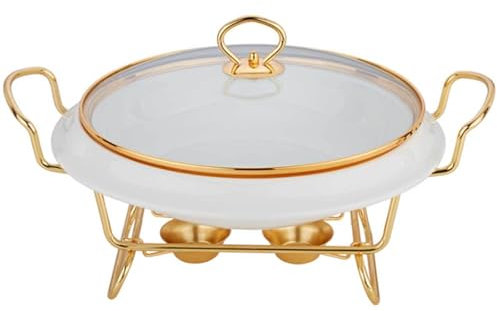 Ensemble de buffet en acier inoxydable Chafing Dish Chafing Dish en céramique blanche avec couvercle en verre Chafing Dish et ensemble de réchaud de buffet Plateaux chauffants pour buffets Mariages