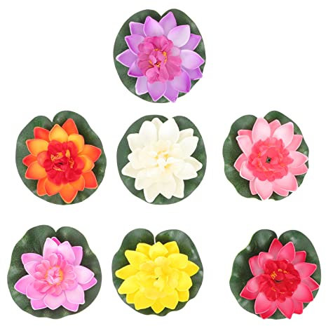 BUGUUYO 7 stücke Künstliche Lotus Blumen Eva Material Schwimmende Seerosen Teich Aquarium für Freunde