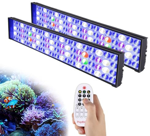 PopBloom 2Stück Shannon54 Timer-Steuerung Aquarium Beleuchtung Led Meerwasser Led Lampe Für Aquarium Reef Salzwasserlampe 100-150cm (für 100-150cm Aquarium)