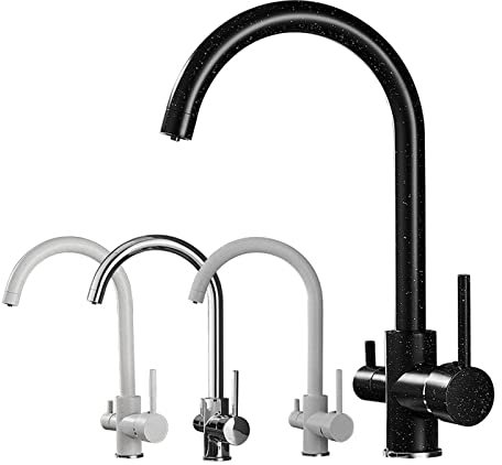EMVIXTGLK Filter-Küchenarmaturen Deckmontierte Mischbatterie 360-Grad-Drehung mit Wasserreinigungsfunktionen Mischbatterie-Kran for die Küche(Chrome)