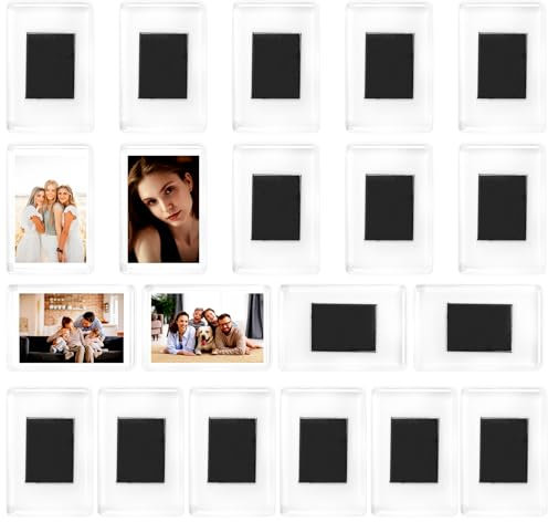 outtshop 20 Stück Mini Bilderrahmen, Kleine Bilderrahmen für Fotos 7 x 4,5 cm, Bilderrahmen Klein Magnete Selbst Gestalten, Klares Acryl Bilderrahmen Magnetisch Geschenke für Familie und Freunde