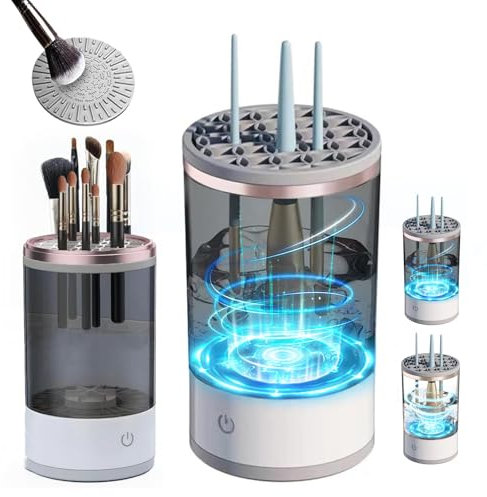 Electric Makeup Brush Cleaner Machine Automatic Portable USB Reusable Make Up Brush Cleaner Set for Quick Cleaning and Drying All Size Beauty Makeup Brushes (Black)