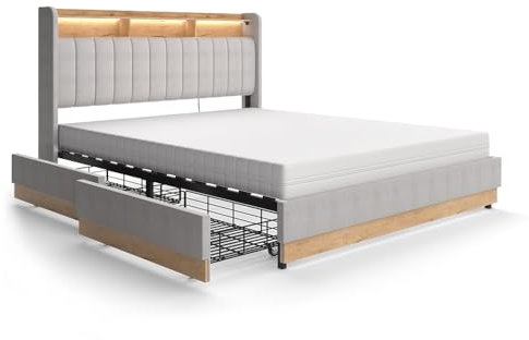 VitaliSpa Polsterbett Nura, Funktionsbett, Grau, 160x200 cm mit Matratze