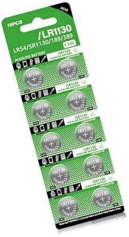 FGDTREE 10 batterie alcaline a bottone LR1130, 1,5 V, ricambio AG10/LR54/189/389 per vari dispositivi elettronici