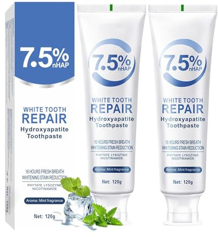 2 Stück Hydroxyapatit Zahnpasta für Zahnschmelzschutz, Hydroxyapatite Toothpaste, Mintgeschmack Zahnpasta Ohne Fluorid Zahnpasta Hydroxylapatit für Empfindliche Zähne Zahnstärkung