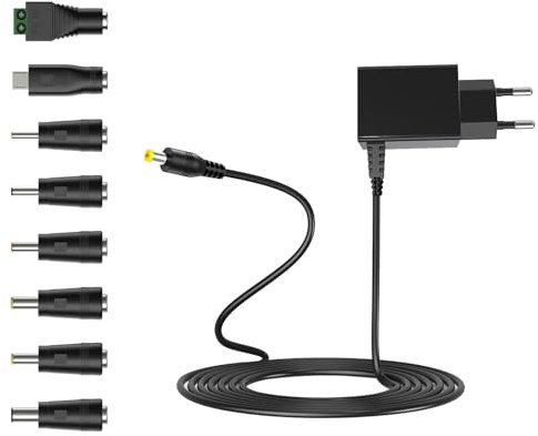 Leloco 6V 1A Netzteil Power Adapter, Steckernetzteil AC 100-240V zu DC 6V 1000mA, 8 DC Stecker für LED Strip, CCTV Kamera, Router, Externe Festplatte (Compatible with 12V Accessories)