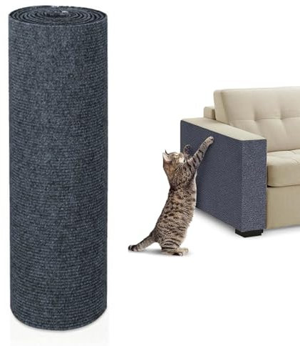 Glvomazty Alfombrillas Rascador para Gatos - 40x200cm, Rascadores de Gato,Tamaño Recortable DIY Tapete Rascador para Gatos, Reemplazo de Torres para Gato, Protege Carpets y Sofás, Gris Oscuro