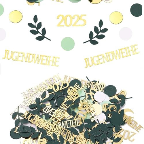 120 Stück Jugendweihe Deko, Geburtstag Deko Confetti Tischdeko Jugendweihe Junge Mädchen, Hochzeitsdeko Tisch Grün Gold Partydekoration bun für Junge Mädche