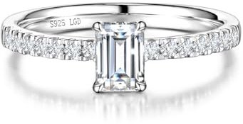 FANCIME 0,5 Karat Lab-Grown Diamant Bandring Damen, Emerald Cut Solitaire Trauringe aus 925 Sterling Silber Verlobungsring Hochzeit Valentinstag Schmuck für Damen Frauen Sie (D-E Farbe, VS Clarity)