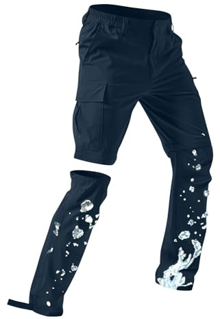 Herren Wanderhose Zip Off Trekkinghose Outdoorhose Atmungsaktiv Wasserdicht Softshellhose Entfernbar Schnell Trockend Outdoor Funktionshose mit Multi Taschen Jogginghose für Wandern,Fahrrad,arbeits