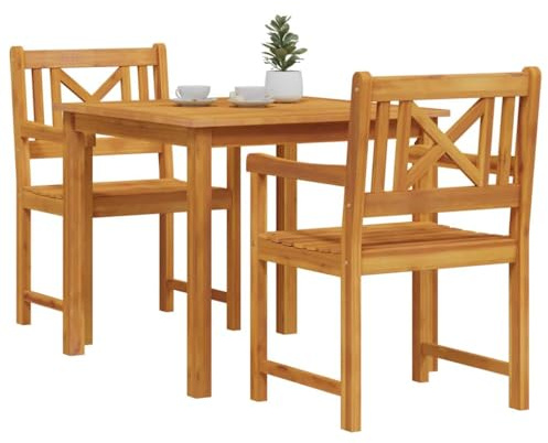 vidaXL 3 Piece Solid Acacia Wood Garden Dining Set Garden Chairs 2 Pieces 56 x 56 x 90 cm Solid Acacia Wood