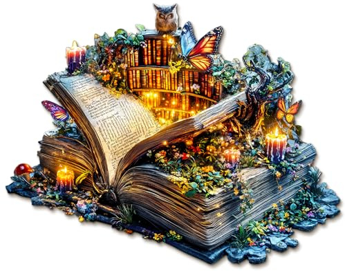 KaayeeWood Holzpuzzle Erwachsene,Zauberbuch Holzpuzzle,Einzigartige Wooden Puzzle Mit Geschenkbox,Geschenke für Kinder und Erwachsene(135 Stück,29 * 22.7 cm)