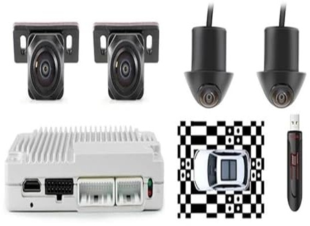 Rearview Camera Car 3D 360 Degree View Panoramic System Camera Parking Omnidirectional Monitor Video Recorder DVR Backup Camera(Calibration 128G)