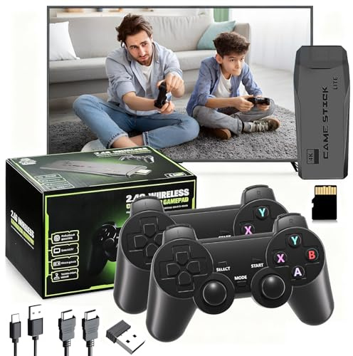 Retro Game Console, Wireless Retro Games Console with 20,000+ Built-in Games, 4K HD, Retro Game Stick with Dual 2.4G Controllers, 18 Emulators, Plug & Play Video Game Console for Family Entertainment