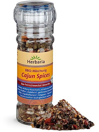 Herbaria Cajun Spice bio 45g Mühle – fertige Bio-Gewürzmischung für die französisch inspirierte Cajun-Küche – BBQ-Gewürz – Grillgewürz – mit erlesenen Zutaten