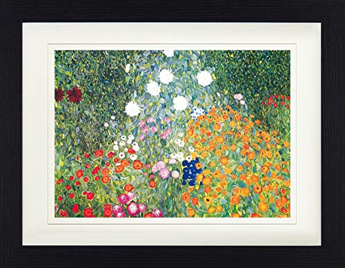 1art1 Gustav Klimt Poster Blumengarten, 1906-08 Gerahmtes Bild Mit Edlem Passepartout | Wand-Bilder | Im Bilderrahmen 40x30 cm