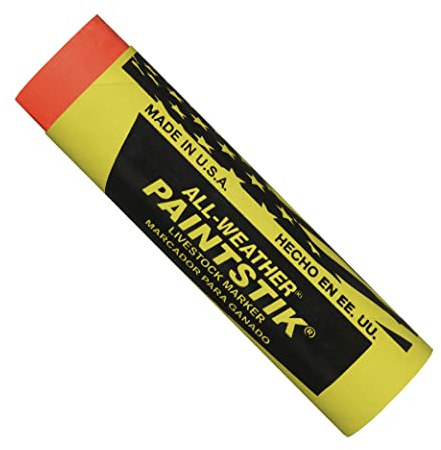 All-Weather Paintstik Livestock Marker, 1 Diameter x 4 Length, Fluorescent Orange (Pack of 12)