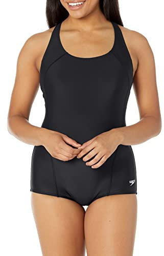 Speedo Maillot de Bain Une pièce en PowerFlex, Couture Princesse, Dos Ultra, Coupe conservatrice, pour Femme