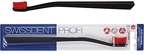 SWISSDENT PROFI GENTLE Zahnbürste, hilft speziell bei sensiblen Zähnen, mit extra weichen Borsten in patentierter Löffelform, zum Reinigen schwieriger Stellen