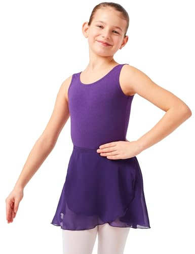 tanzmuster ® Wickelrock Mädchen Ballett - Emma - aus transparentem Chiffon - lockerluftiger Ballettrock zum Binden für Kinder in lila, Größe:92/98
