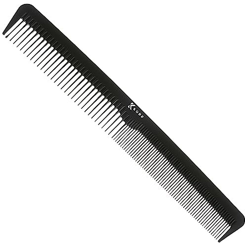 Kobe Professional Carbon Fibre Comb, Compact Carbon Comb, Coarse Fine 2 Teeth sizes, Shatter-Proof, Anti-Static, Barbers, Salon Hairdresser Hair Care Tools For Men And Women, Super strong 18cm Long ideal for salon or home use.
