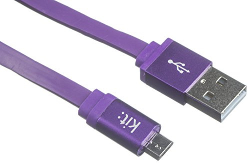 Kit Câble Plat de Données et de Charge USB/Micro USB pour Smartphone/Tablette/PC - Violet