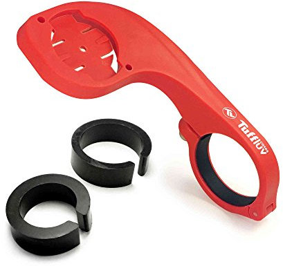 Tuff-Luv [Compatible con Garmin] Edge Pirulí GPS 200/500 / 510/800 / 810/530 540 830 840 Touring Handlebar Mount/Montaje del Manillar - Rojo