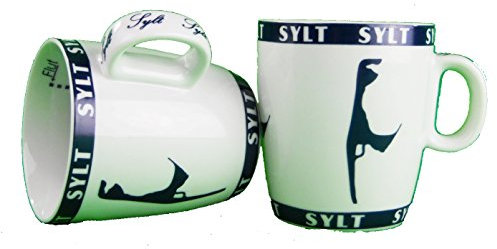 osters muschel-sammler-shop Kaffeebecher/Teebecher/blau-Weiss/Syltmotiv/Motiv Sylt/Sylter Becher/Strandtasse-Becher/Sylt - Geschenk-Artikel