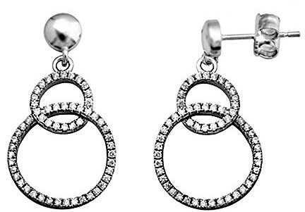 Silber-Ohrringe Law rodiada 925m lange Zirkone Kreise [AA3415]