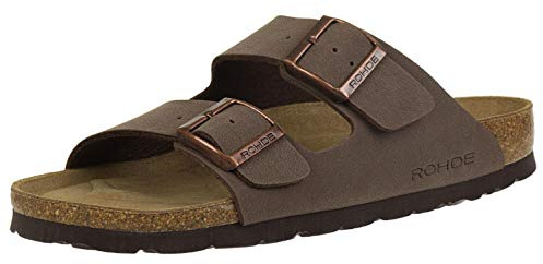 Rohde Damen Frauen Sandale Pantolette Zweiriemer Hausschuhe 5631 braun, Schuhgröße:43 EU