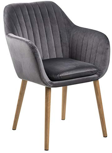AC Design Furniture Wendy Esszimmerstuhl 1 Stück, Grauer Küchenstuhl, Polstersitz in Samt und Holzbeine auf Eiche, Dunkelgrau/Natur, B: 57 x H: 83 x T: 61 cm