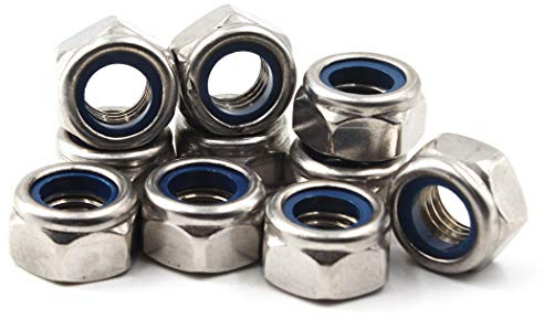 M6 Tuerca de seguridad hexagonal métrica 304 Inserto de nylon de acero inoxidable (50 piezas)