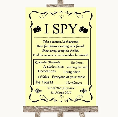 Yellow Wedding Sign Collection Yellow I Spy Disposable Camera Wedding Sign